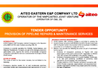 TENDER OPPORTUNITY PROVISION OF PIPELINE REPAIRS & MAINTENANCE SERVICES